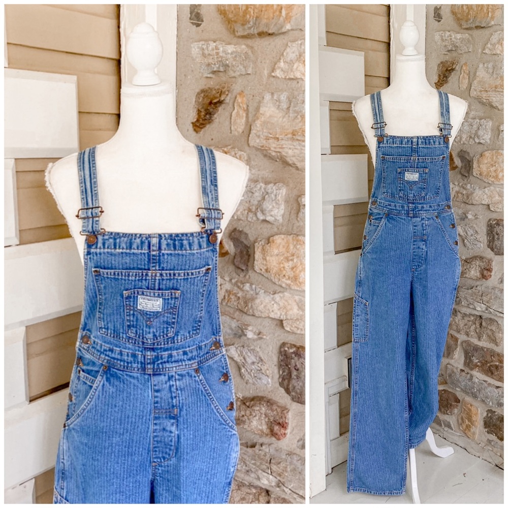 RARE 97 vintage Levi’s overalls 977 seersucker stripe small - Picture 1 of 16